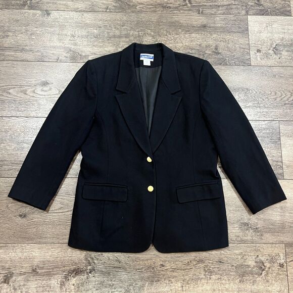 Pendleton Jackets & Blazers - Vintage 90s Pendleton Wool Blazer Gold Buttons USA Made Womens 14 Black